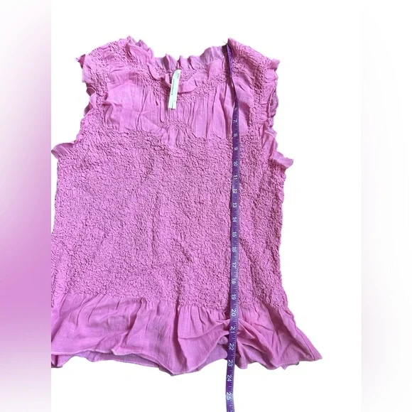 Anthropologie Textured Smocked Vest Top Pink Size Medium - Picture 8 of 11